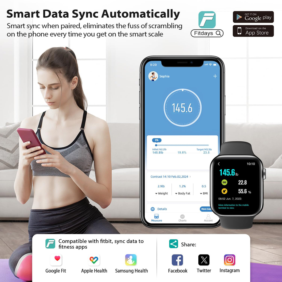 Smart Bathroom Scale for Body Weight and Fat, APP-Free Mode