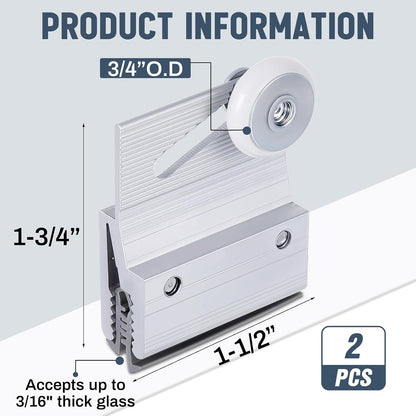Shower Door Rollers Top Bracket 3/4 in Wheel Ball Bearing