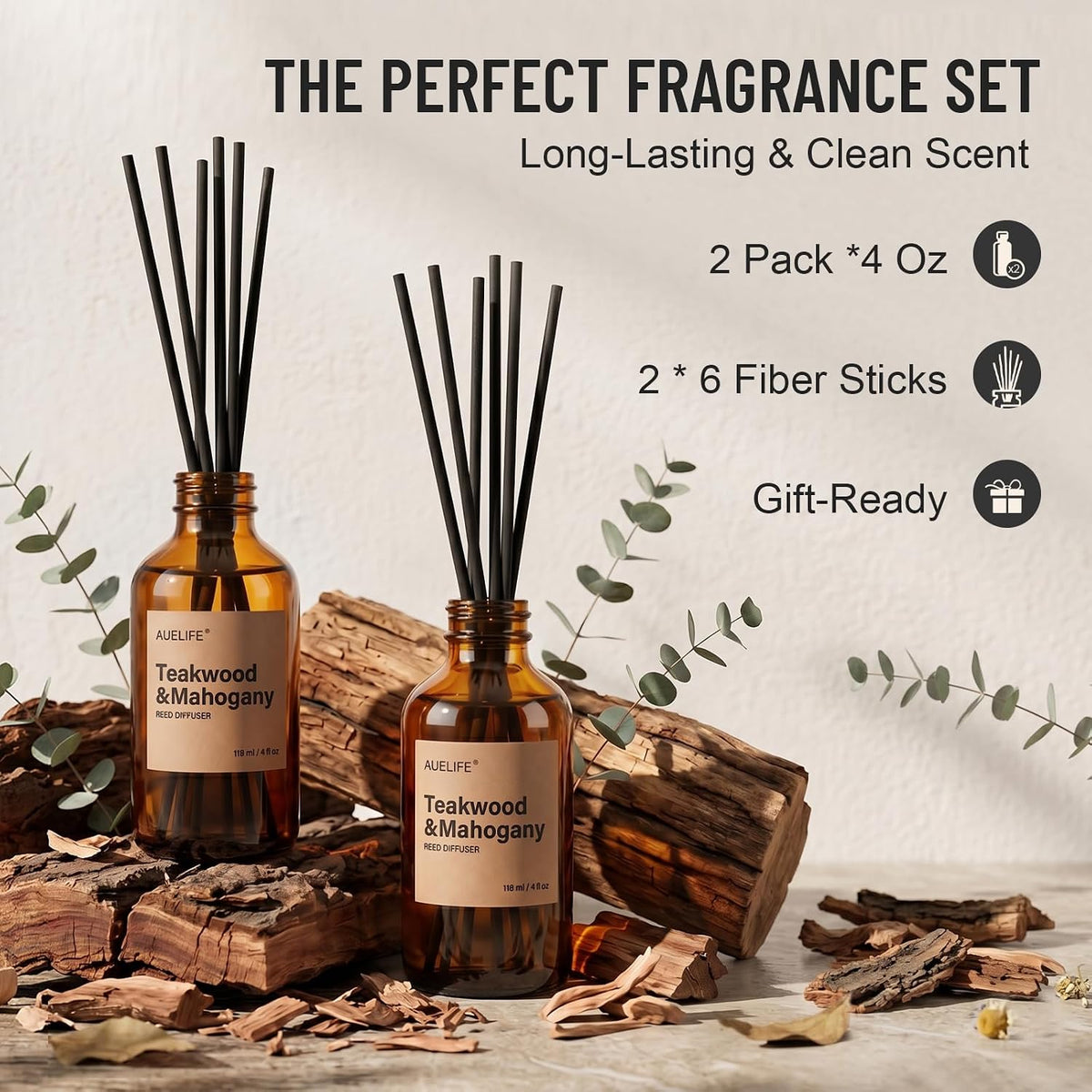 Reed Diffuser for Home, Coastal Citrus Scent Diffuser 2 Pack 8Fl Oz