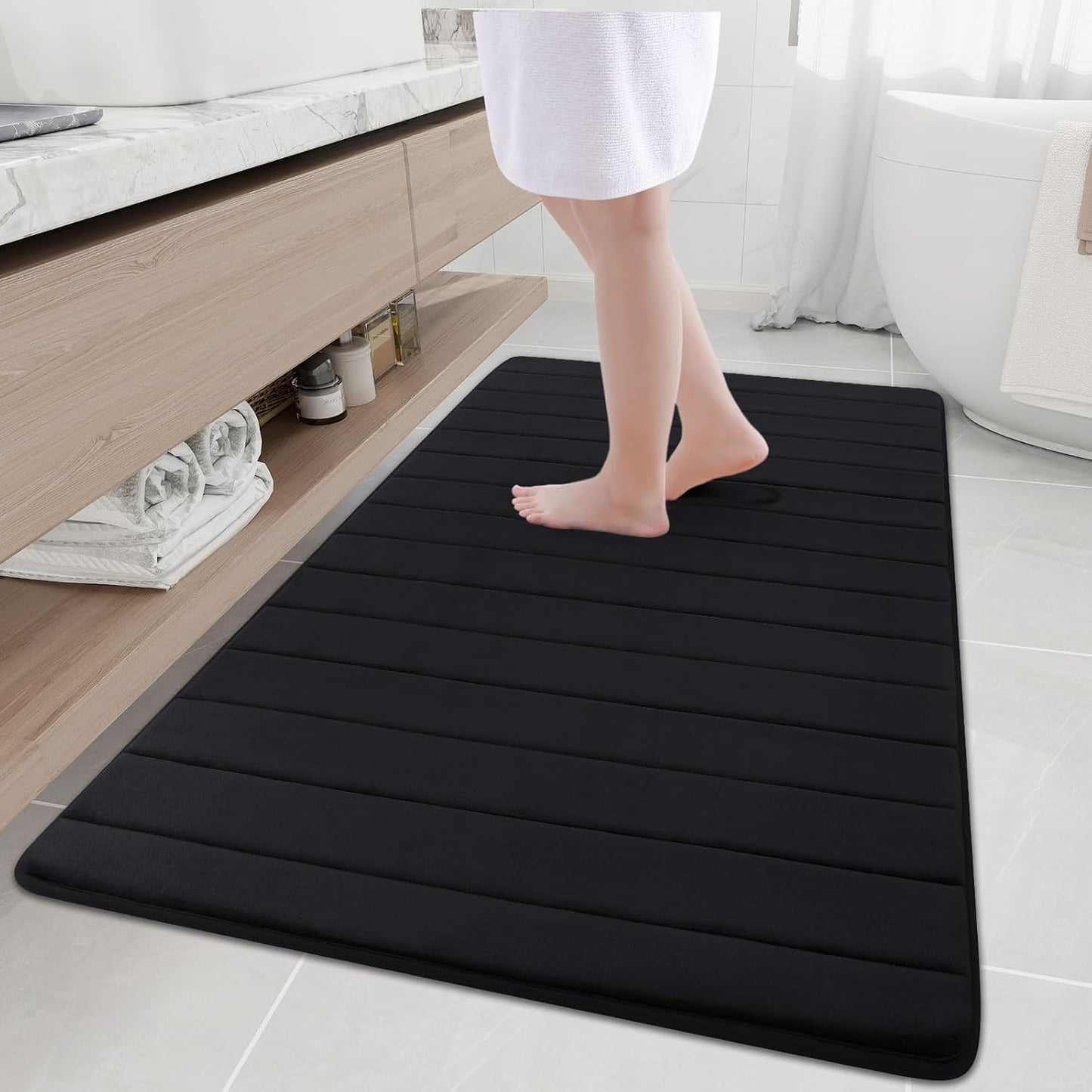 Memory Foam Bath Mat 24 x 16, Ultra Soft Absorbent Bathroom Rugs - Colors A