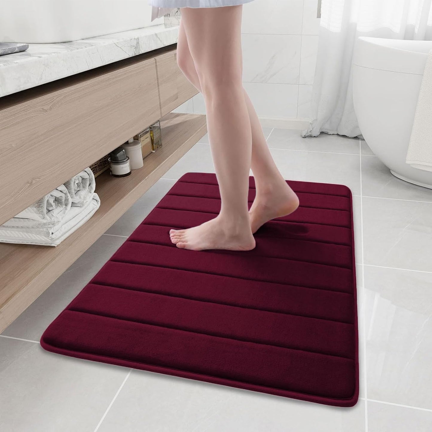 Memory Foam Bath Mat 24 x 16, Ultra Soft Absorbent Bathroom Rugs - Colors A