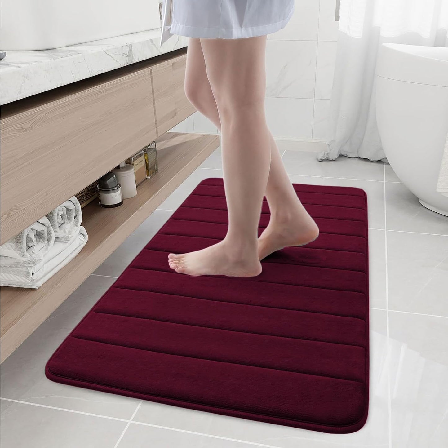 Memory Foam Bath Mat 24 x 16, Ultra Soft Absorbent Bathroom Rugs - Colors A