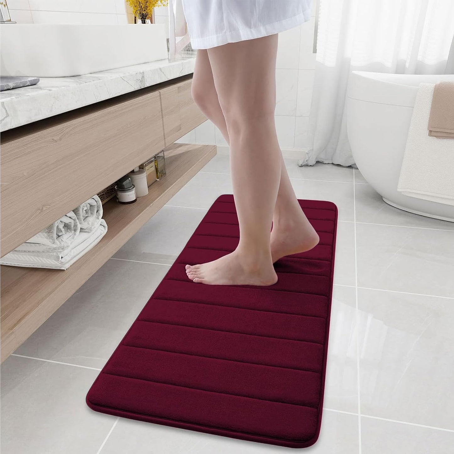 Memory Foam Bath Mat 24 x 16, Ultra Soft Absorbent Bathroom Rugs - Colors A