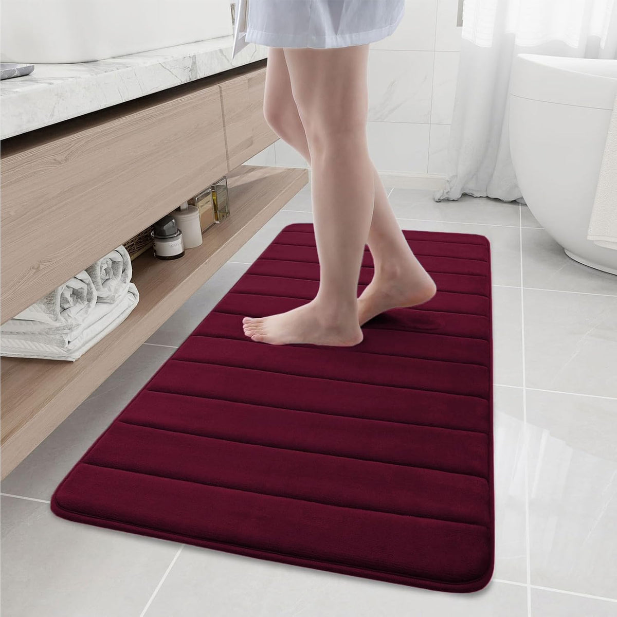 Memory Foam Bath Mat 24 x 16, Ultra Soft Absorbent Bathroom Rugs - Colors A