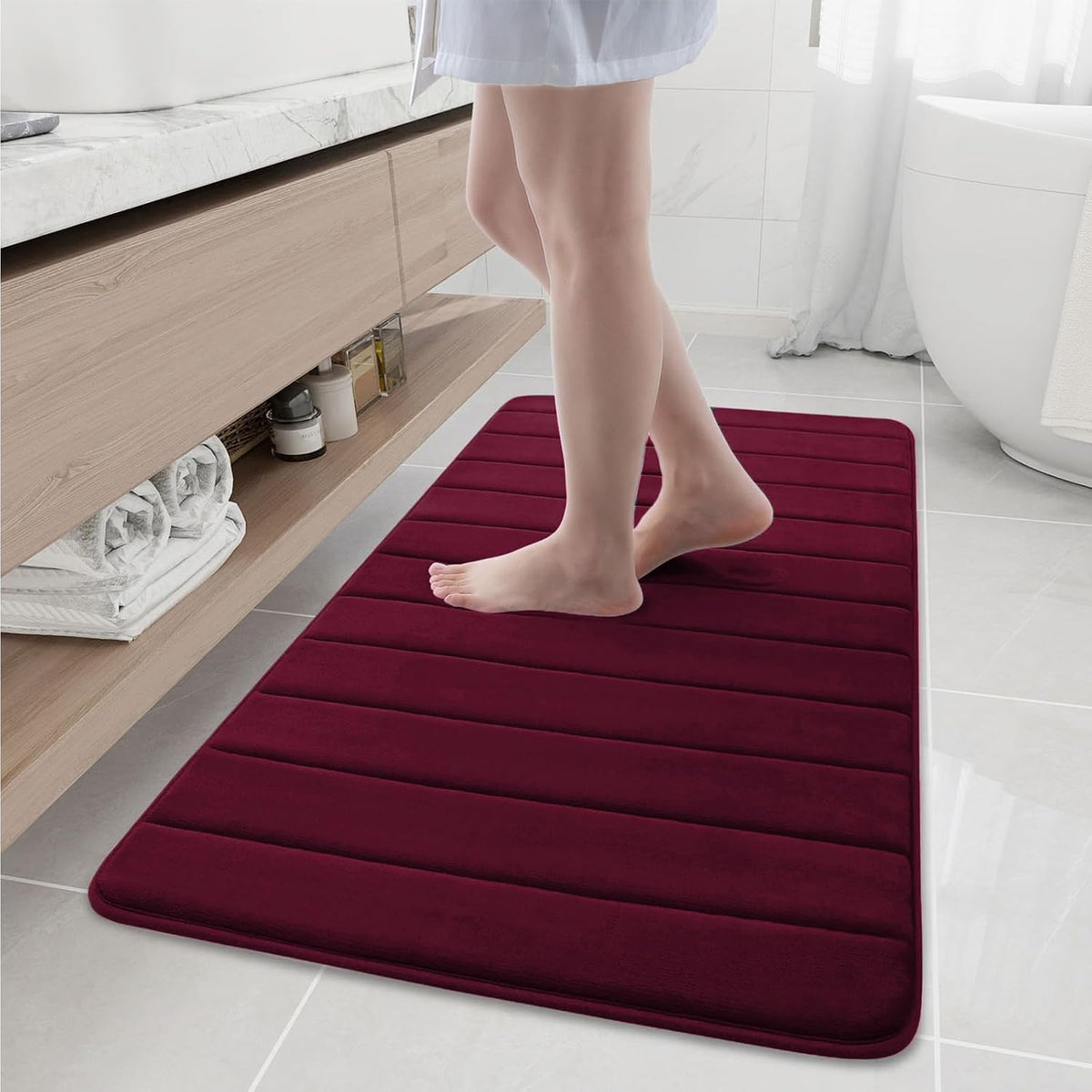 Memory Foam Bath Mat 24 x 16, Ultra Soft Absorbent Bathroom Rugs - Colors A
