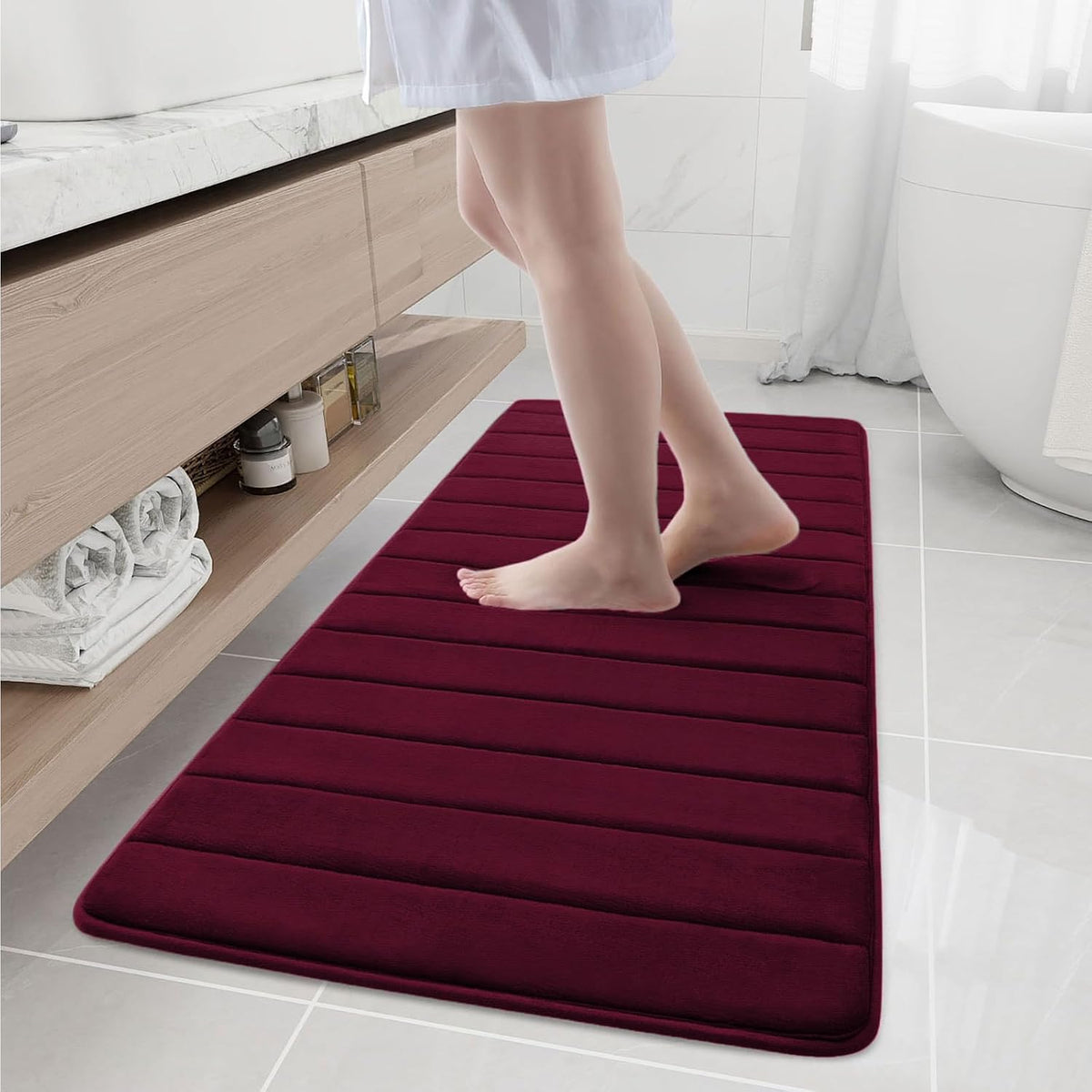 Memory Foam Bath Mat 24 x 16, Ultra Soft Absorbent Bathroom Rugs - Colors A