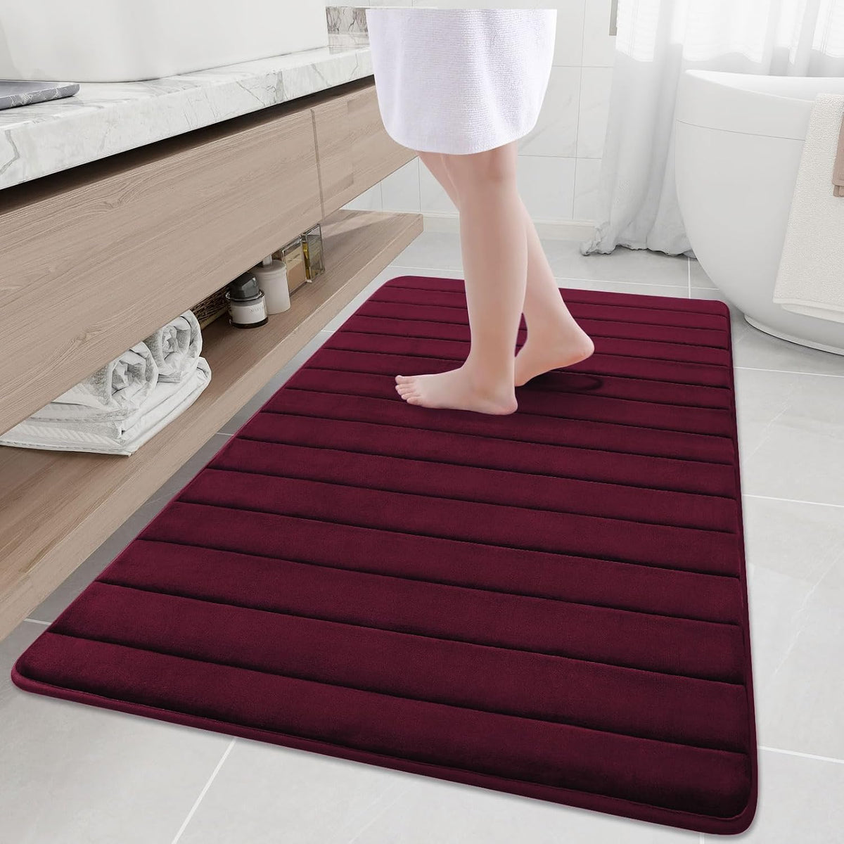 Memory Foam Bath Mat 24 x 16, Ultra Soft Absorbent Bathroom Rugs - Colors A