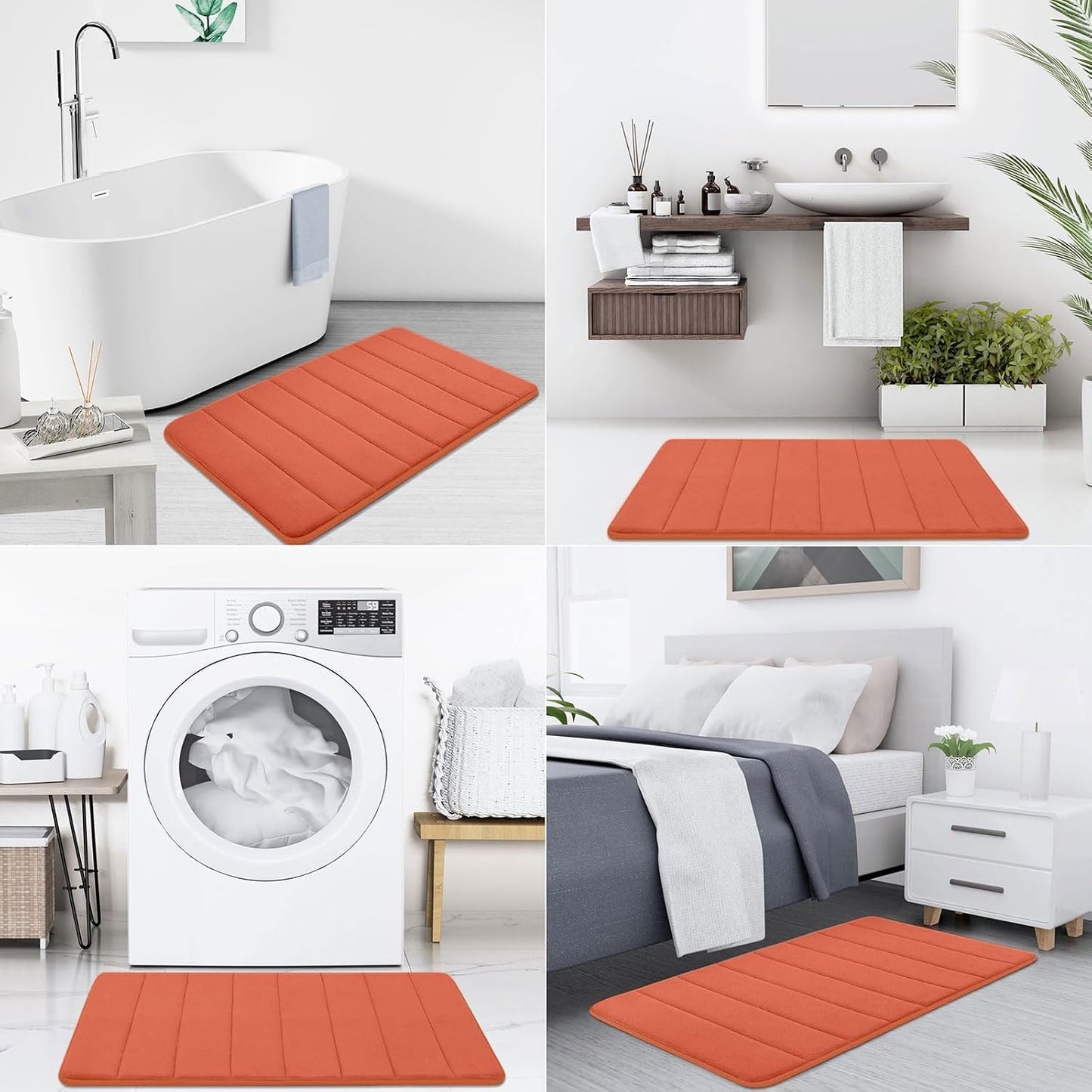 Memory Foam Bath Mat 24 x 16, Ultra Soft Absorbent Bathroom Rugs - Colors A