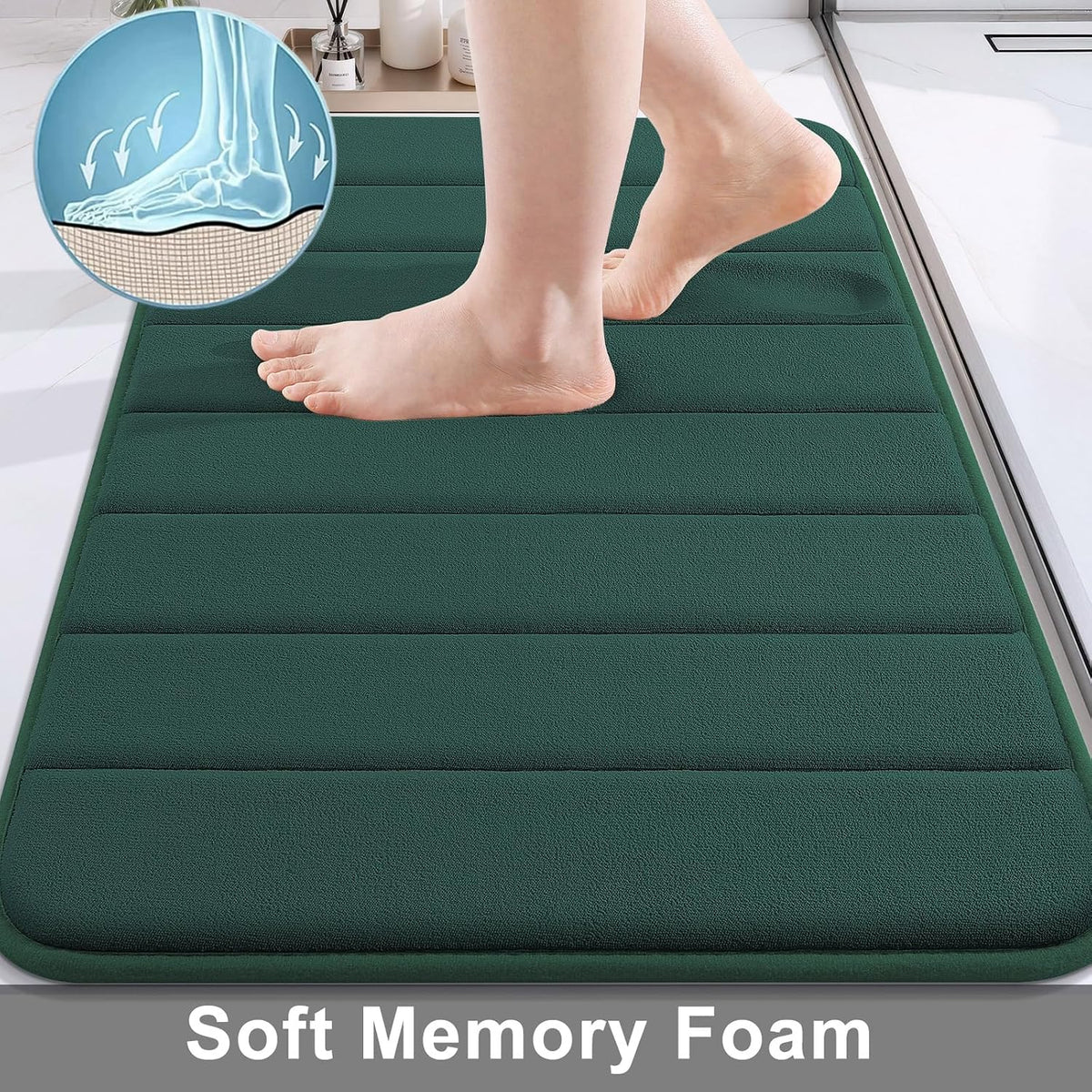 Memory Foam Bath Mat 24 x 16, Ultra Soft Absorbent Bathroom Rugs - Colors A