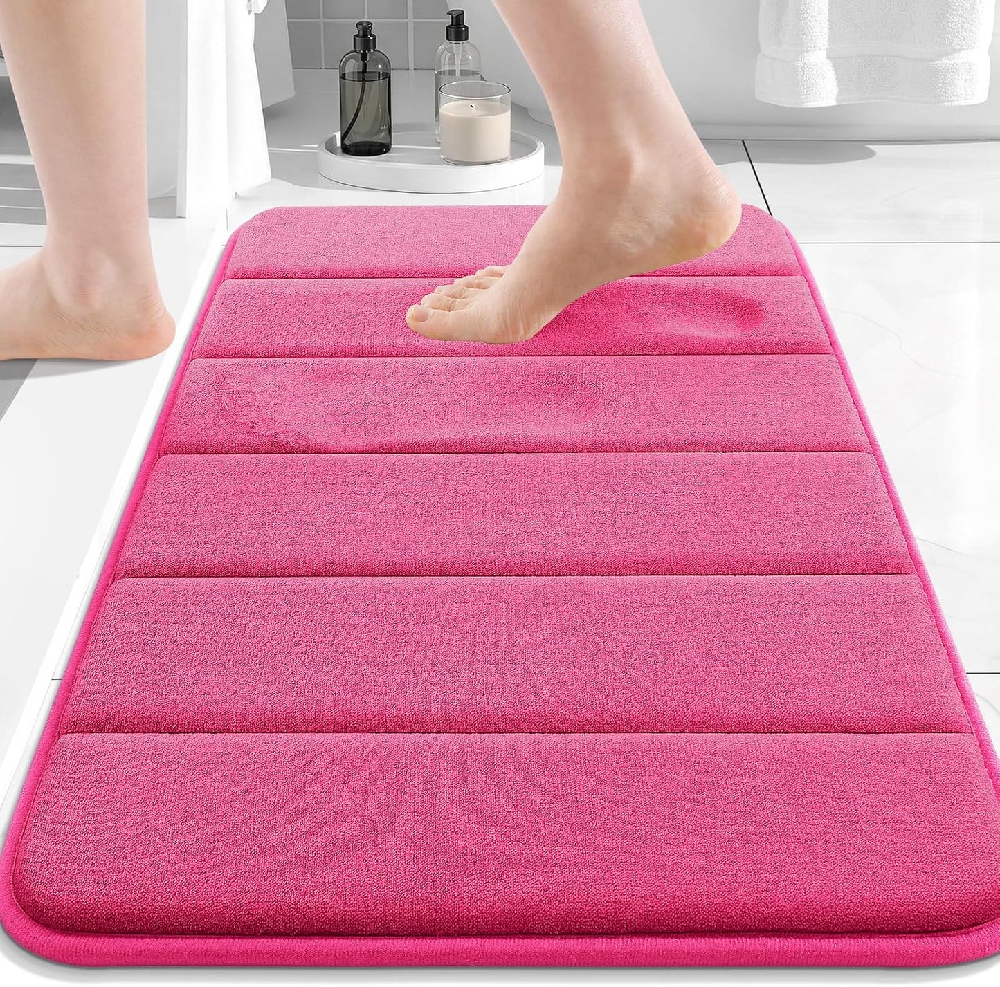 Memory Foam Bath Mat 24 x 16, Ultra Soft Absorbent Bathroom Rugs - Colors A