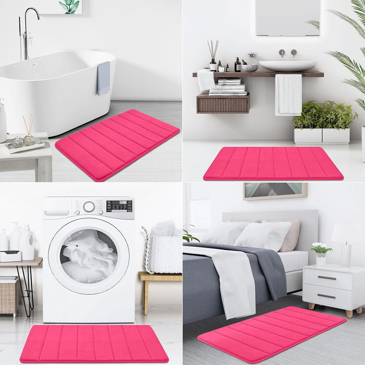 Memory Foam Bath Mat 24 x 16, Ultra Soft Absorbent Bathroom Rugs - Colors A