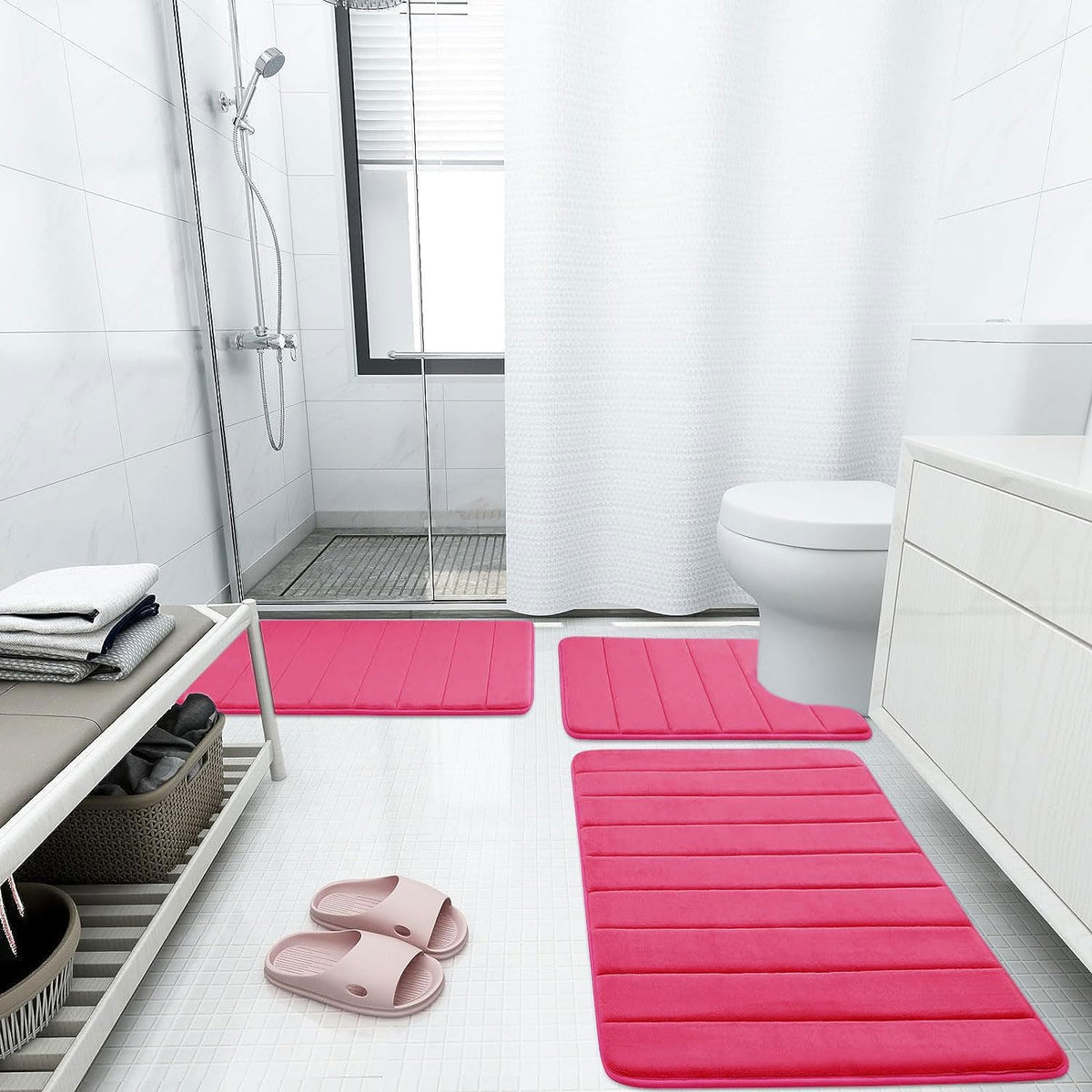 Memory Foam Bath Mat 24 x 16, Ultra Soft Absorbent Bathroom Rugs - Colors A