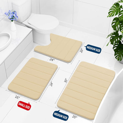 Memory Foam Bath Mat 24 x 16, Ultra Soft Absorbent Bathroom Rugs - Colors A