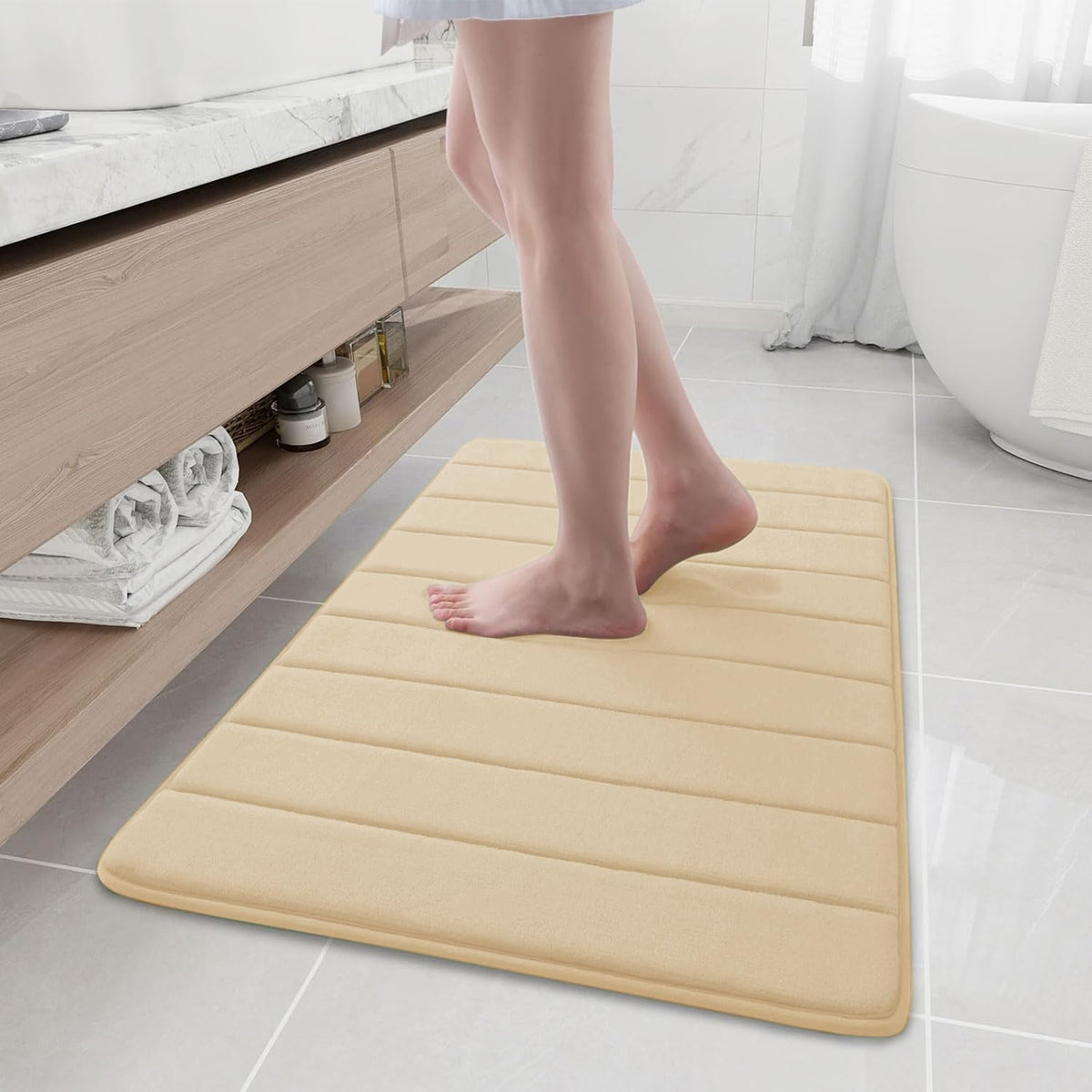 Memory Foam Bath Mat 24 x 16, Ultra Soft Absorbent Bathroom Rugs - Colors A