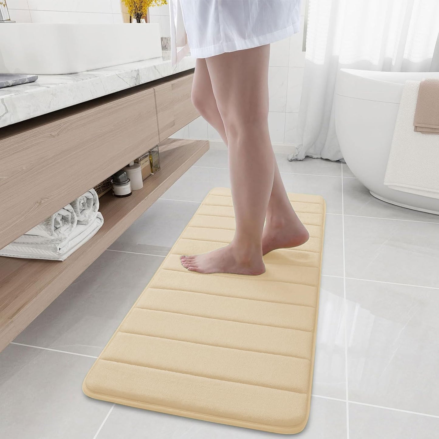 Memory Foam Bath Mat 24 x 16, Ultra Soft Absorbent Bathroom Rugs - Colors A