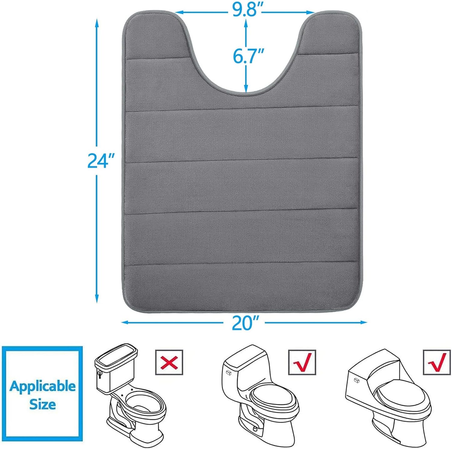 Memory Foam Bath Mat 24 x 16, Ultra Soft Absorbent Bathroom Rugs - Colors A
