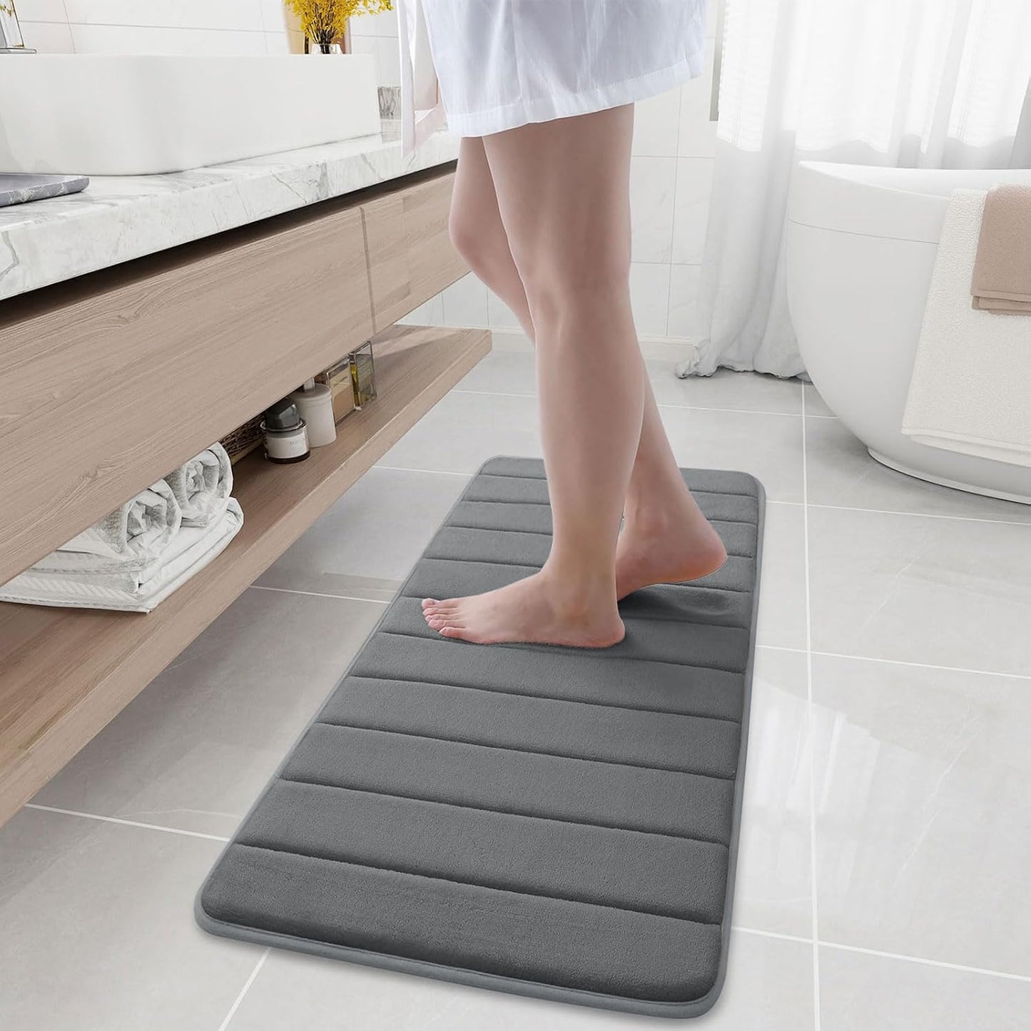Memory Foam Bath Mat 24 x 16, Ultra Soft Absorbent Bathroom Rugs - Colors A