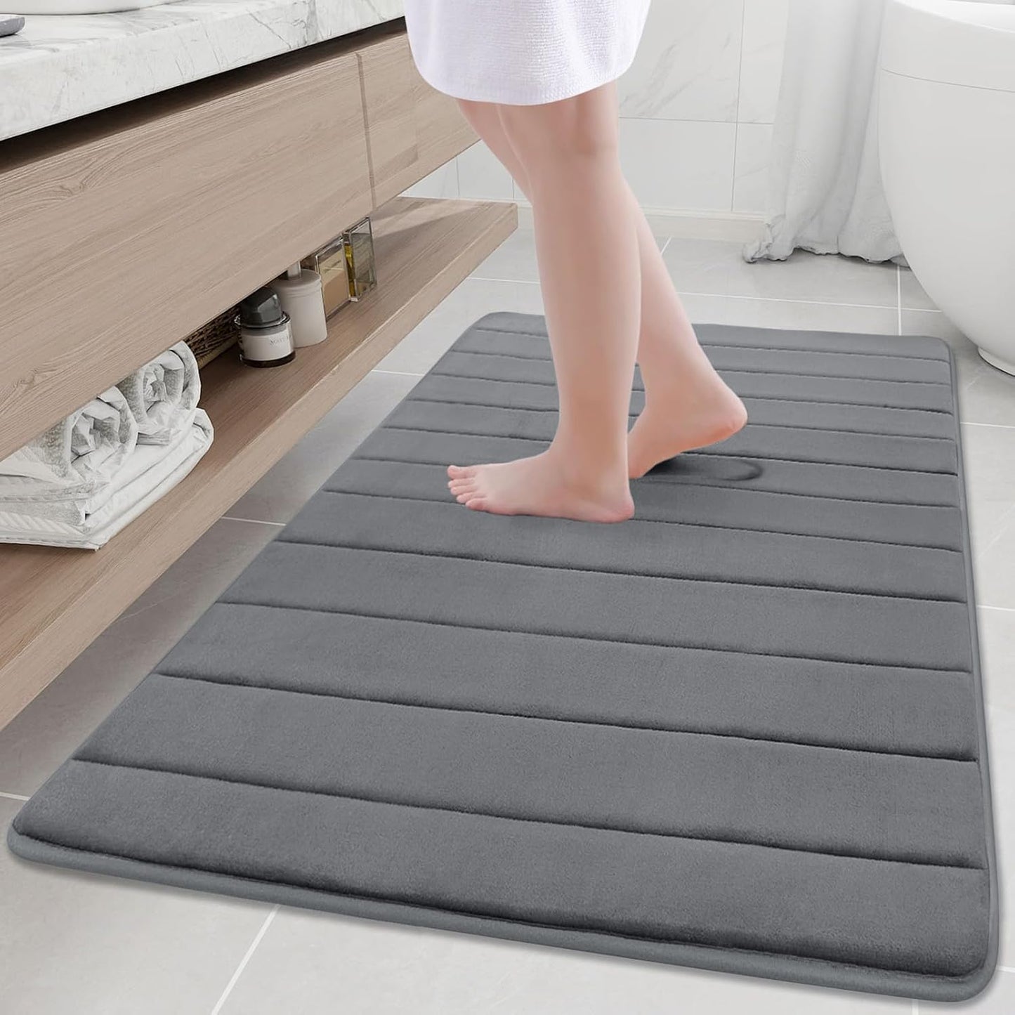 Memory Foam Bath Mat 24 x 16, Ultra Soft Absorbent Bathroom Rugs - Colors A