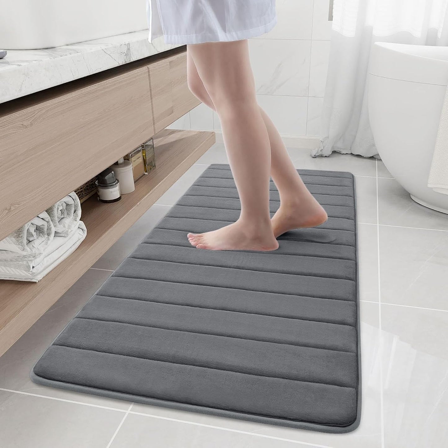 Memory Foam Bath Mat 24 x 16, Ultra Soft Absorbent Bathroom Rugs - Colors A