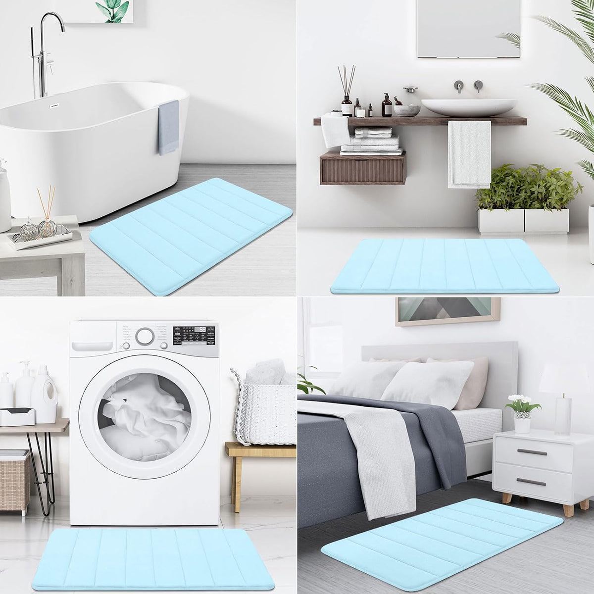 Memory Foam Bath Mat 24 x 16, Ultra Soft Absorbent Bathroom Rugs - Colors A