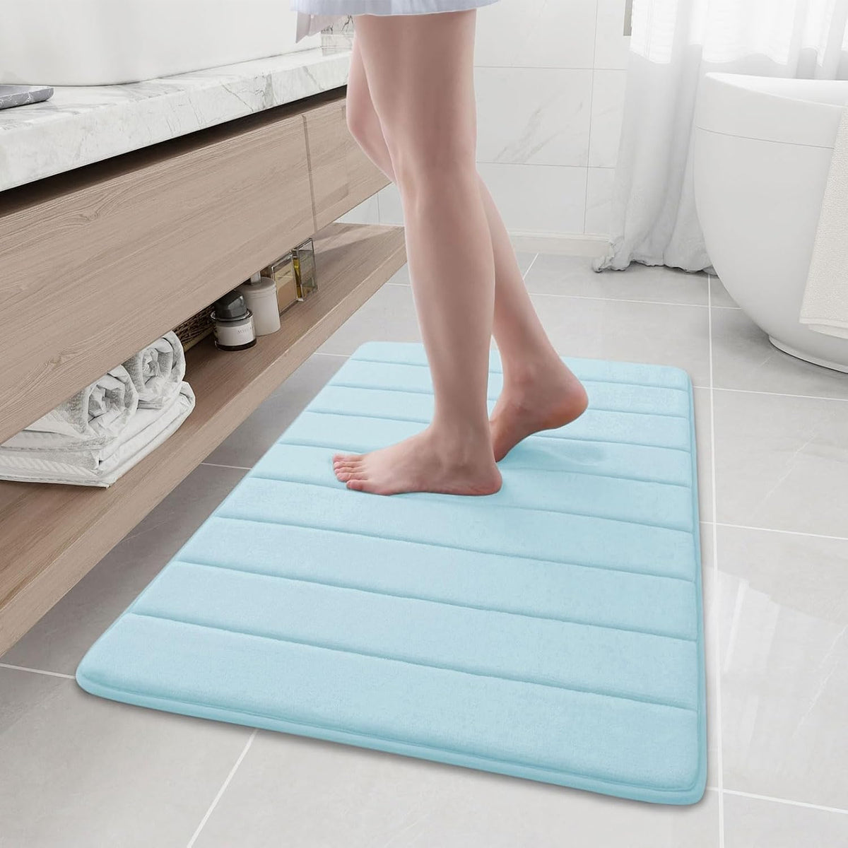 Memory Foam Bath Mat 24 x 16, Ultra Soft Absorbent Bathroom Rugs - Colors A