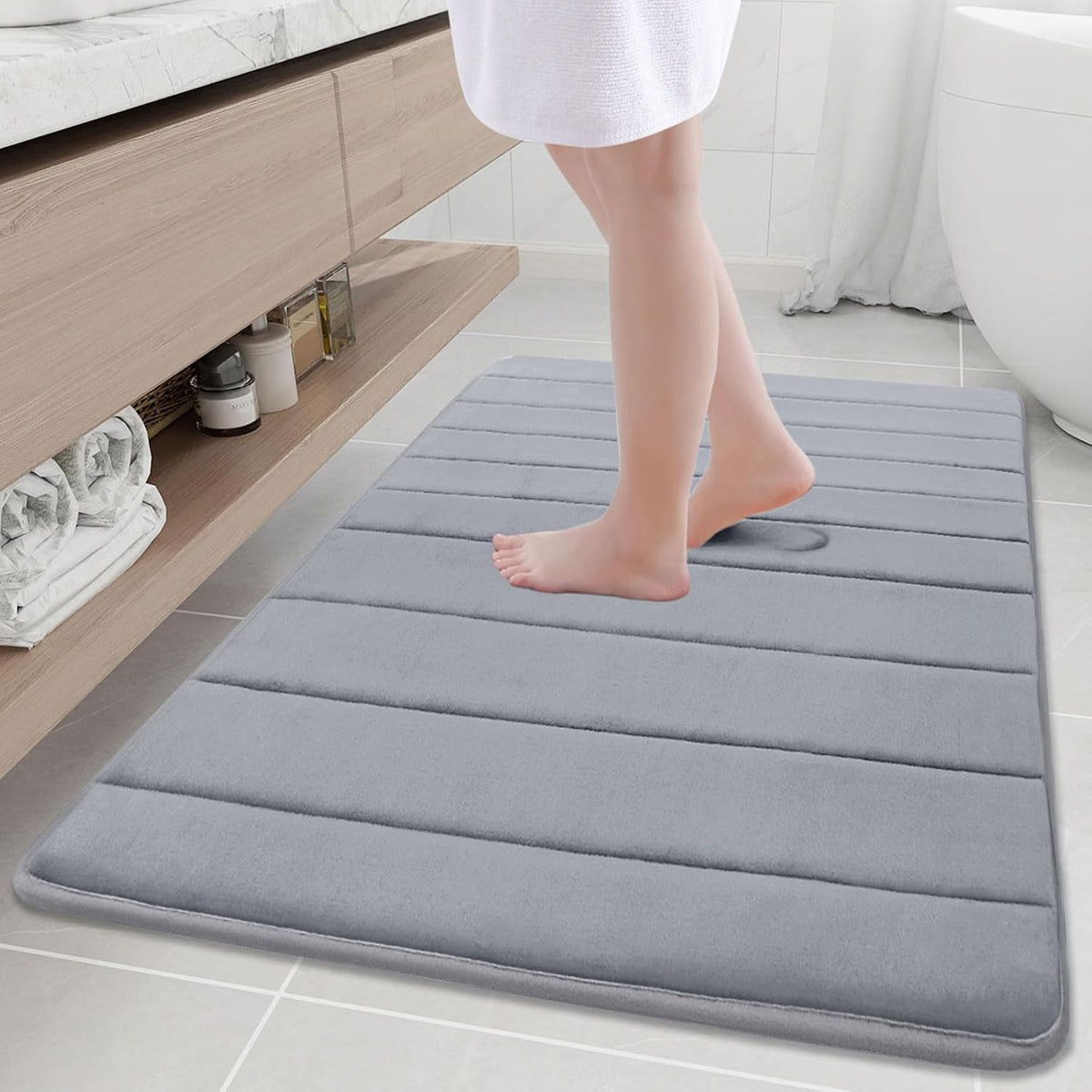 Memory Foam Bath Mat 24 x 16, Ultra Soft Absorbent Bathroom Rugs - Colors A