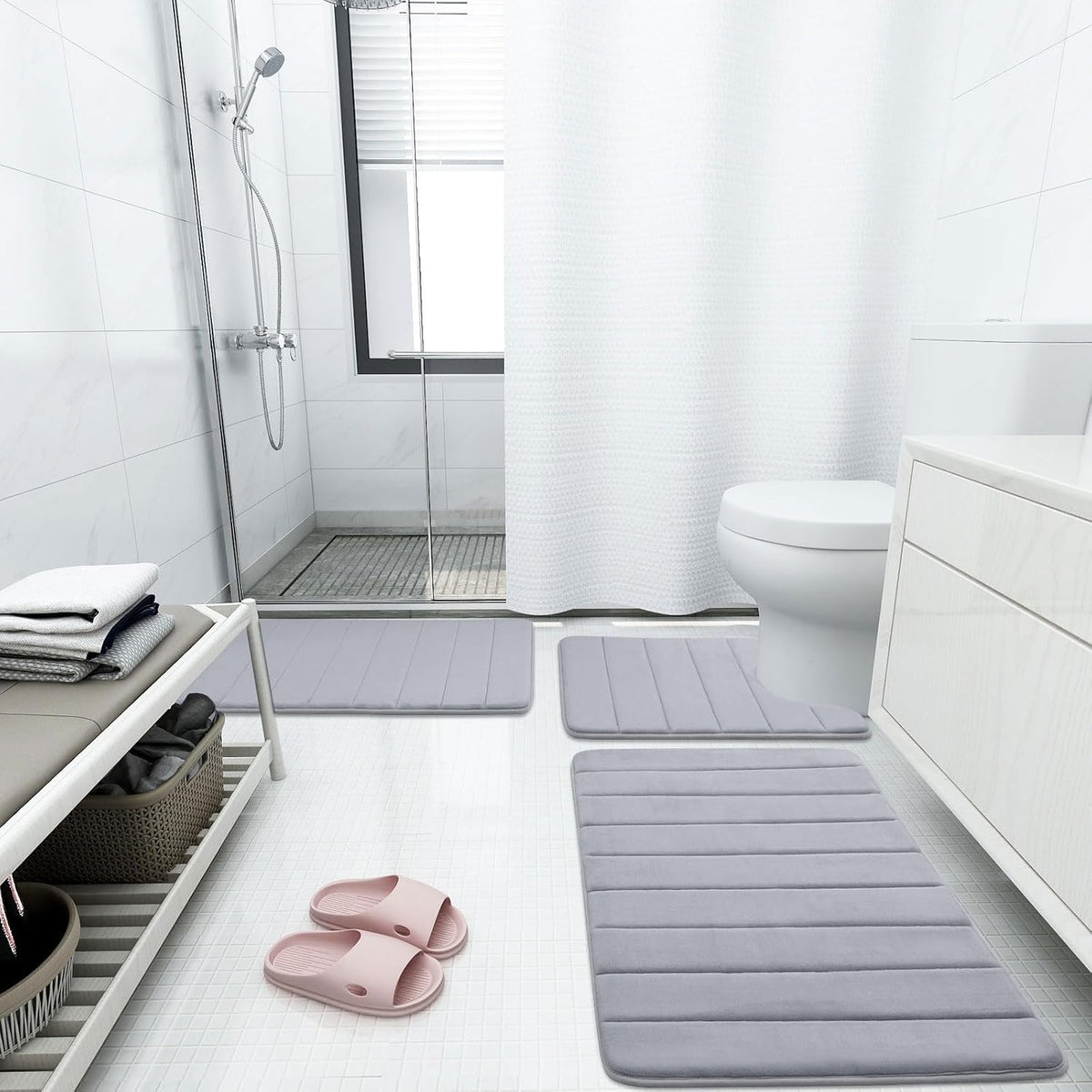 Memory Foam Bath Mat 24 x 16, Ultra Soft Absorbent Bathroom Rugs - Colors A
