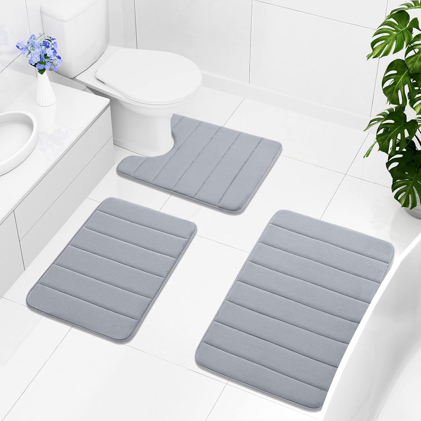Memory Foam Bath Mat 24 x 16, Ultra Soft Absorbent Bathroom Rugs - Colors A