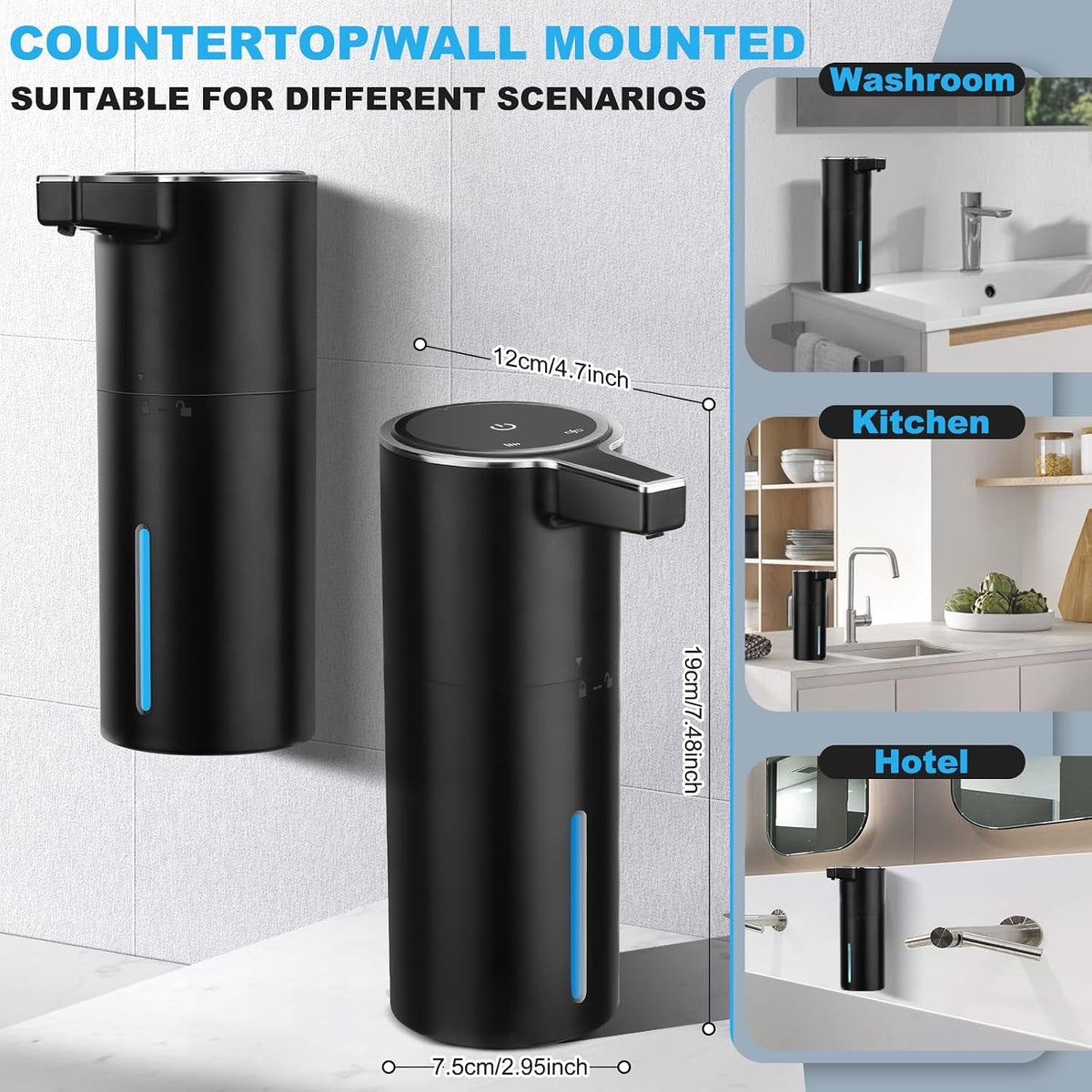 Automatic Soap Dispenser Touchless, 13.5oz Rechargeable Liquid Pump