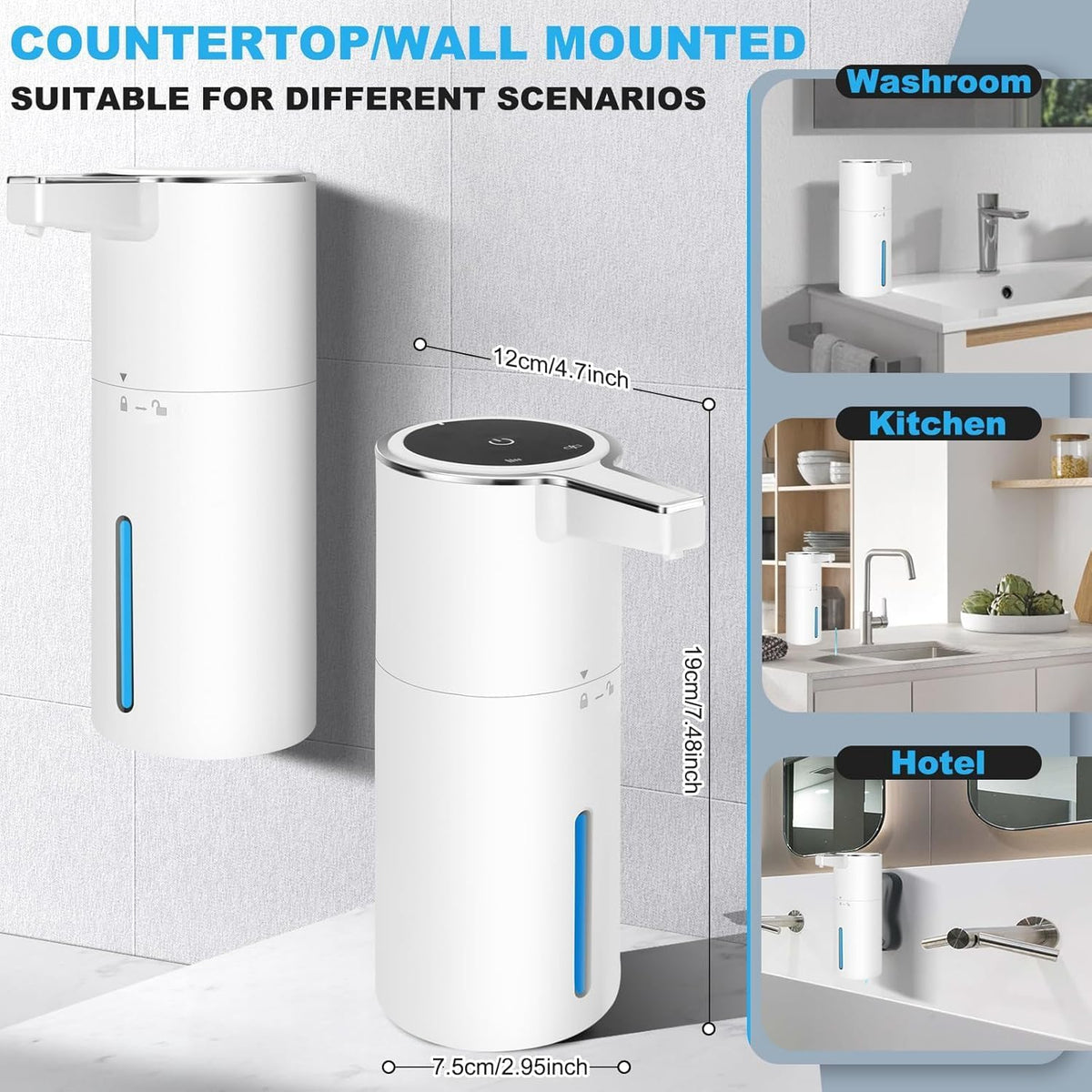 Automatic Soap Dispenser Touchless, 13.5oz Rechargeable Liquid Pump