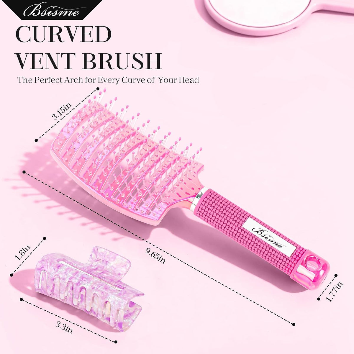Boar Bristle Hair Brush Curved Vented Detangler Brush Faster Blow Drying, Paddle Detangling Brush for Women Men Kids Wet Dry Long Curly Thick Straight Hair, Make Hair Shiny and Healthier(Purple+Green)