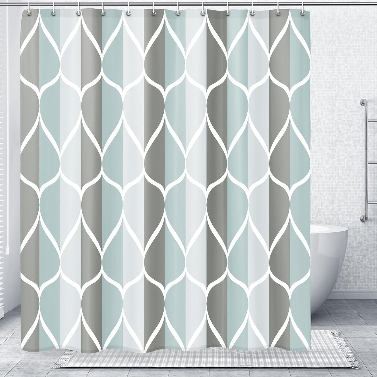 Grey Blend Geometric Shower Curtain for Bathroom, 72x72 Inch