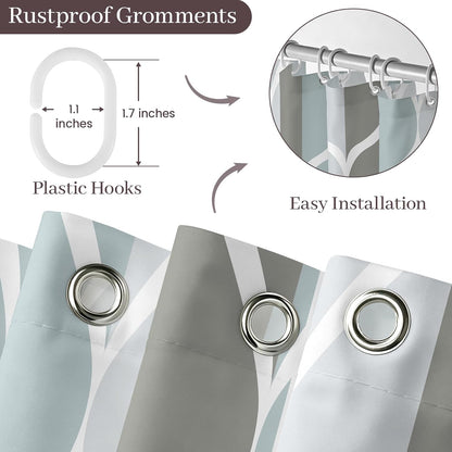 Grey Blend Geometric Shower Curtain for Bathroom, 72x72 Inch