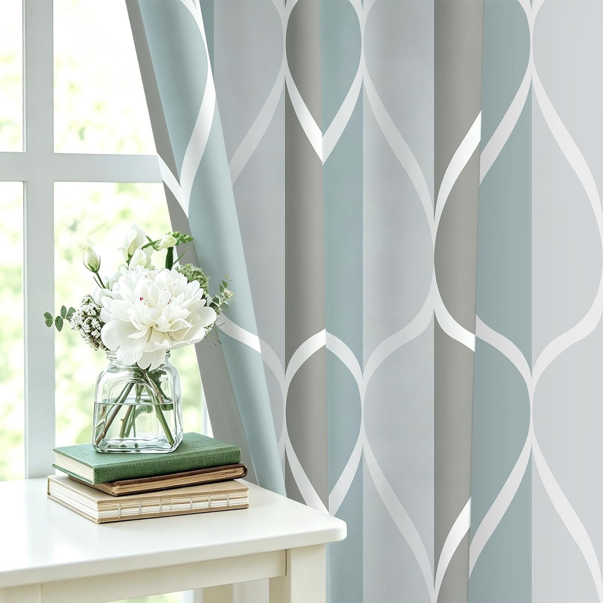 Grey Blend Geometric Shower Curtain for Bathroom, 72x72 Inch
