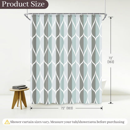 Grey Blend Geometric Shower Curtain for Bathroom, 72x72 Inch