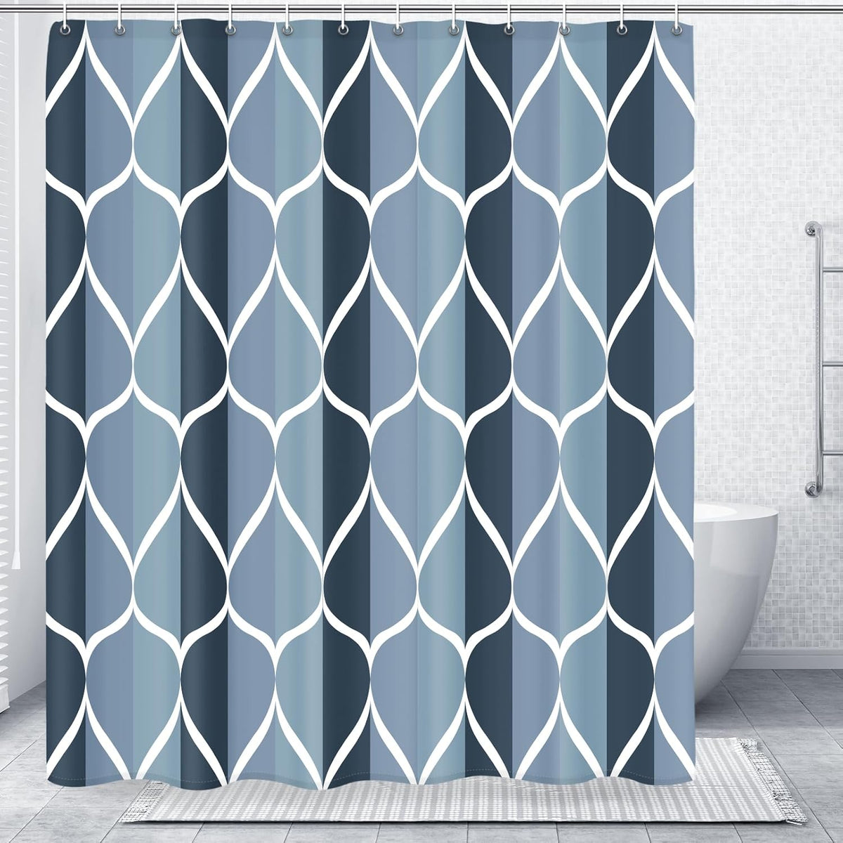 Grey Blend Geometric Shower Curtain for Bathroom, 72x72 Inch