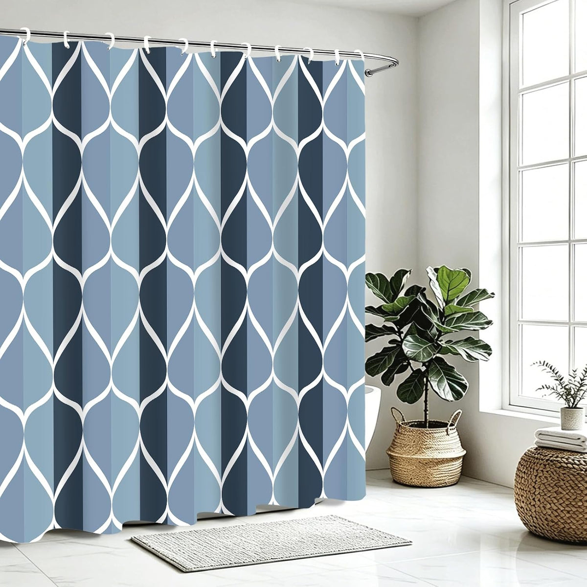 Grey Blend Geometric Shower Curtain for Bathroom, 72x72 Inch