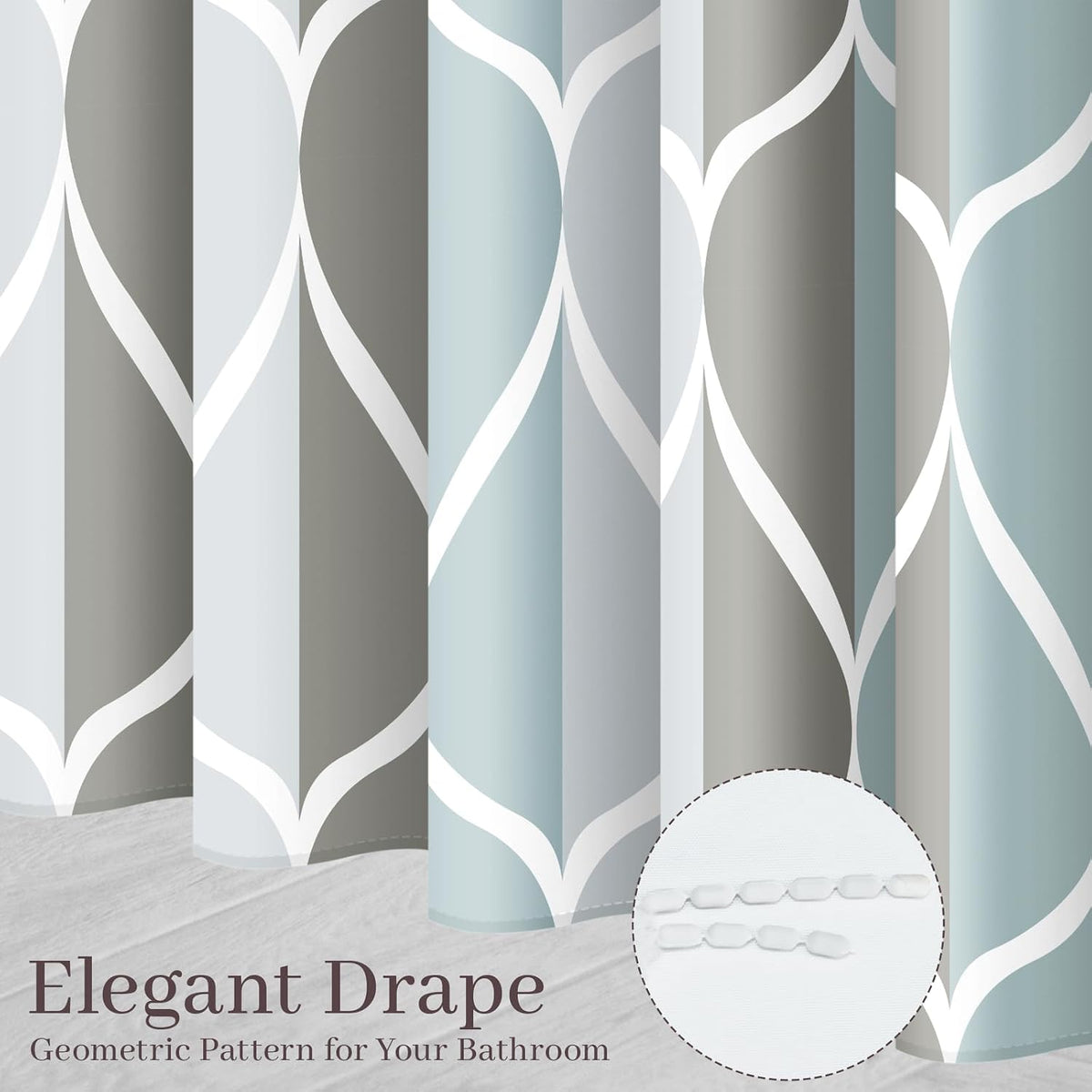 Grey Blend Geometric Shower Curtain for Bathroom, 72x72 Inch