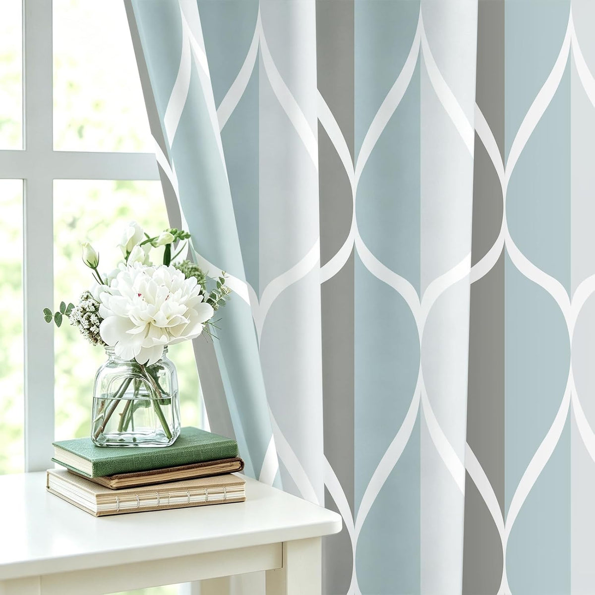 Grey Blend Geometric Shower Curtain for Bathroom, 72x72 Inch