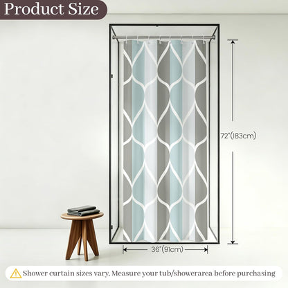 Grey Blend Geometric Shower Curtain for Bathroom, 72x72 Inch