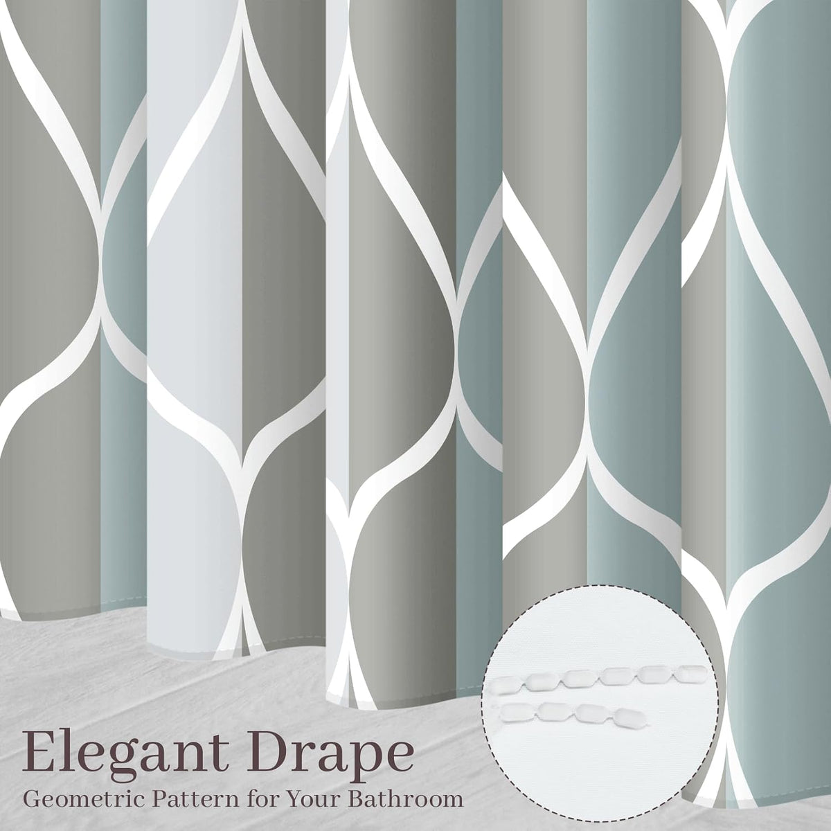 Grey Blend Geometric Shower Curtain for Bathroom, 72x72 Inch