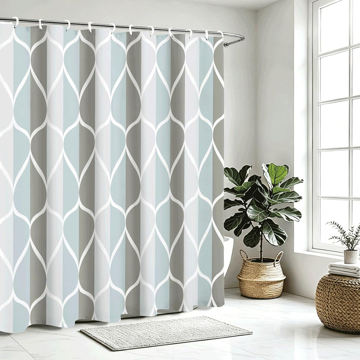 Grey Blend Geometric Shower Curtain for Bathroom, 72x72 Inch