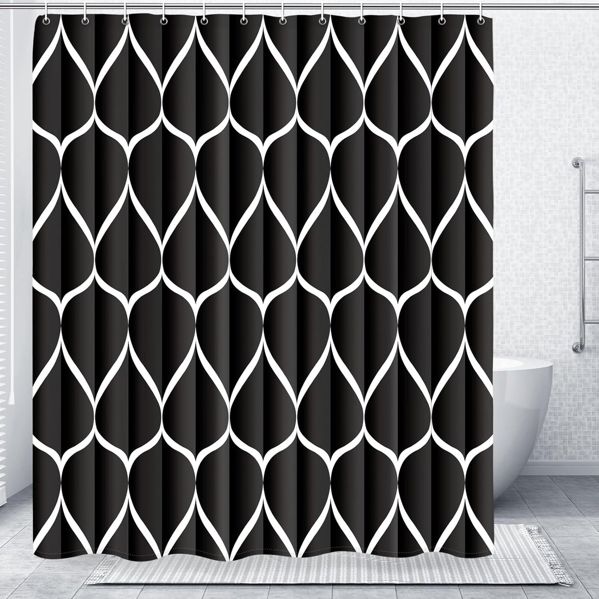 Grey Blend Geometric Shower Curtain for Bathroom, 72x72 Inch