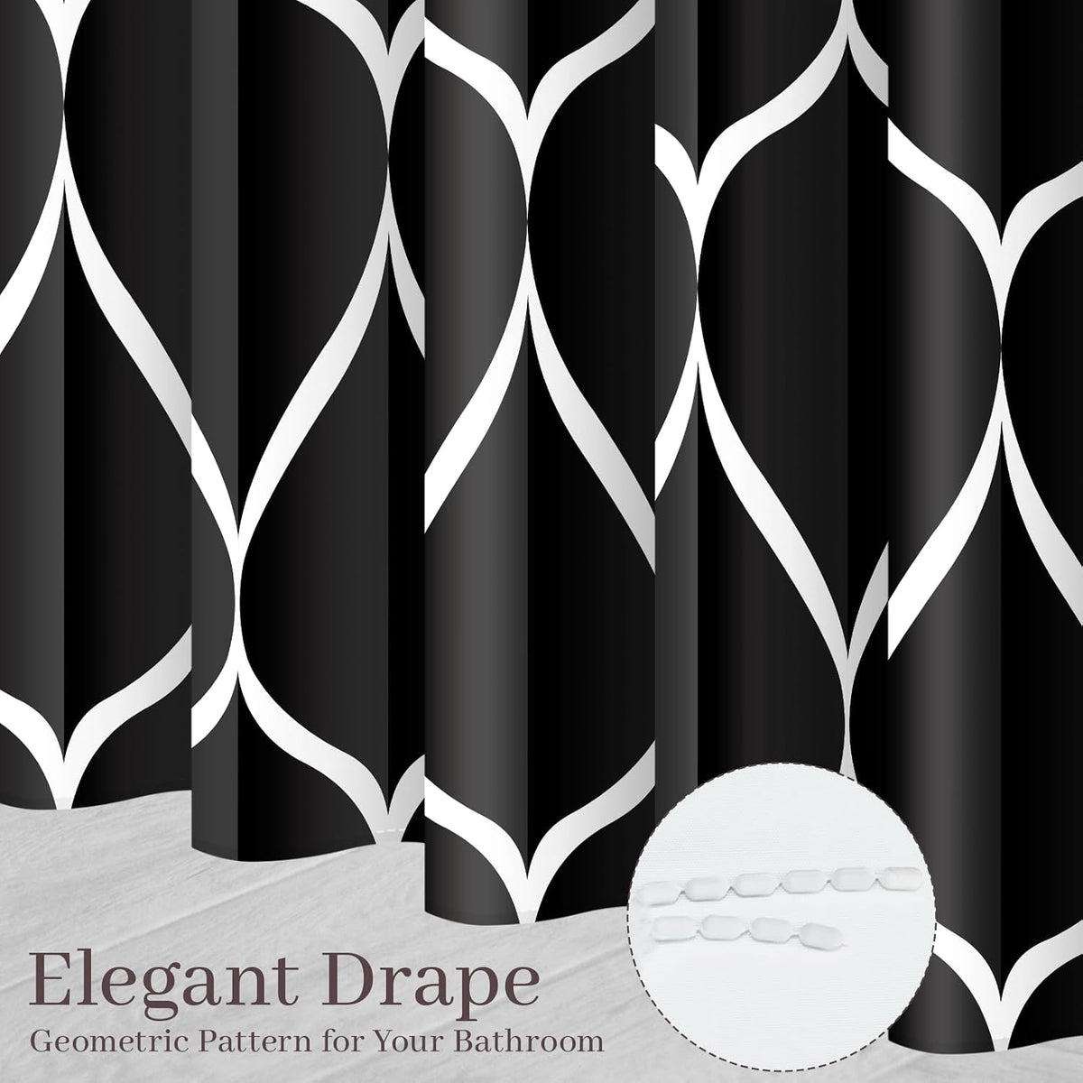 Grey Blend Geometric Shower Curtain for Bathroom, 72x72 Inch