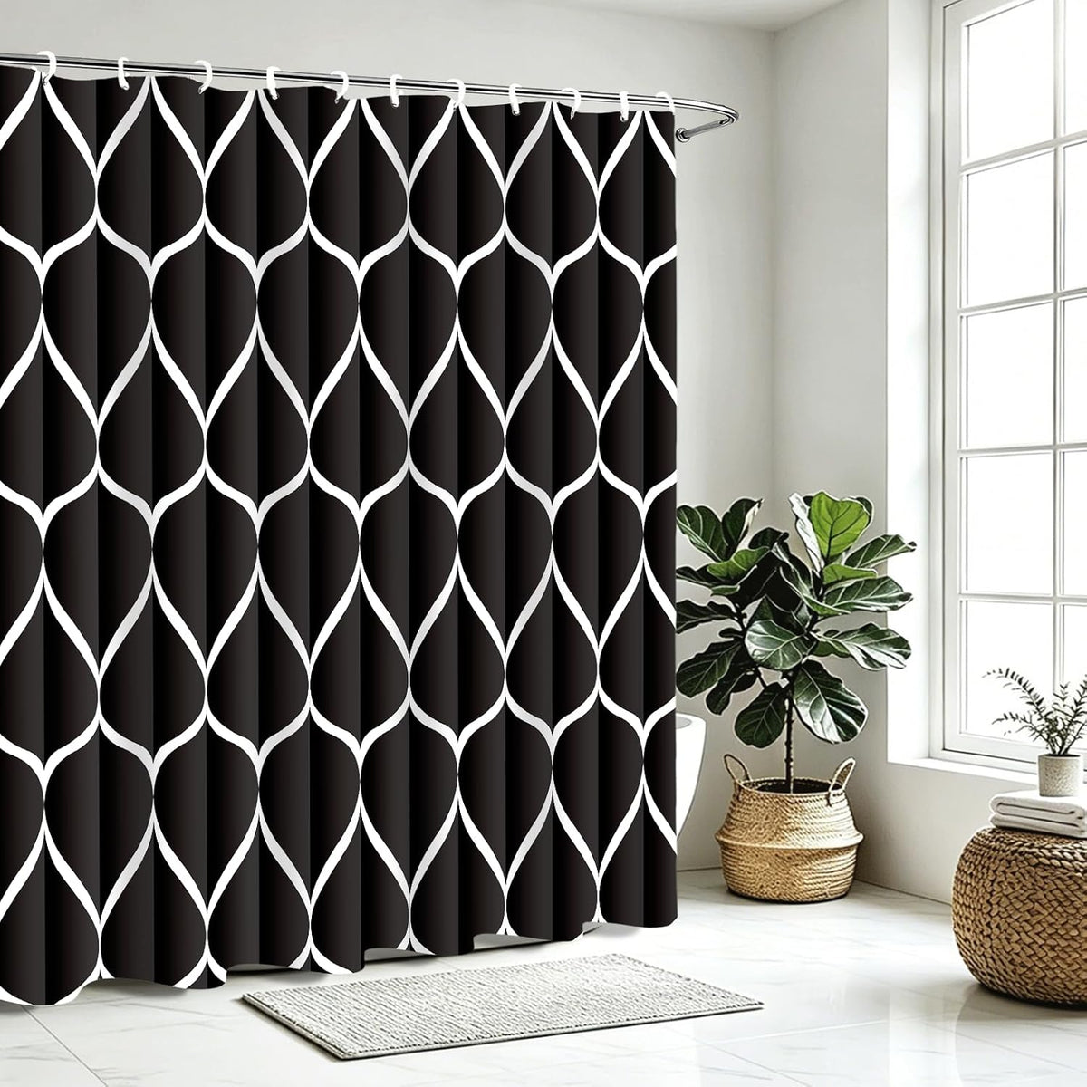 Grey Blend Geometric Shower Curtain for Bathroom, 72x72 Inch