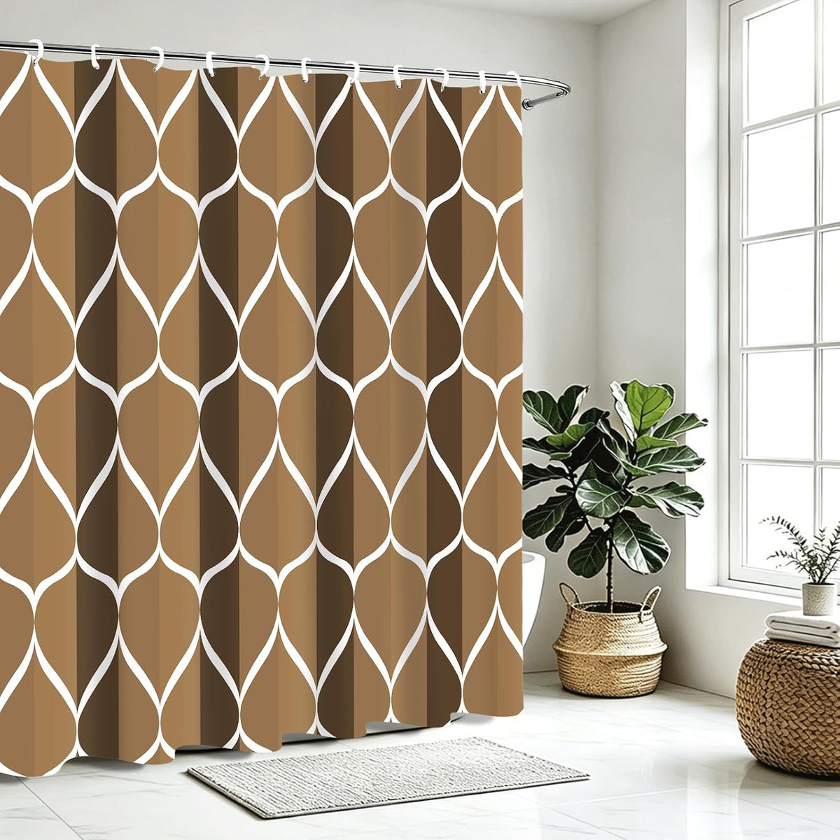 Grey Blend Geometric Shower Curtain for Bathroom, 72x72 Inch