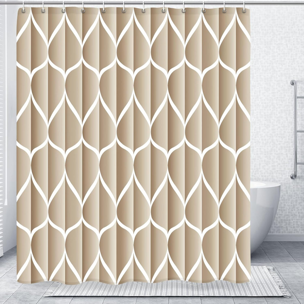 Grey Blend Geometric Shower Curtain for Bathroom, 72x72 Inch