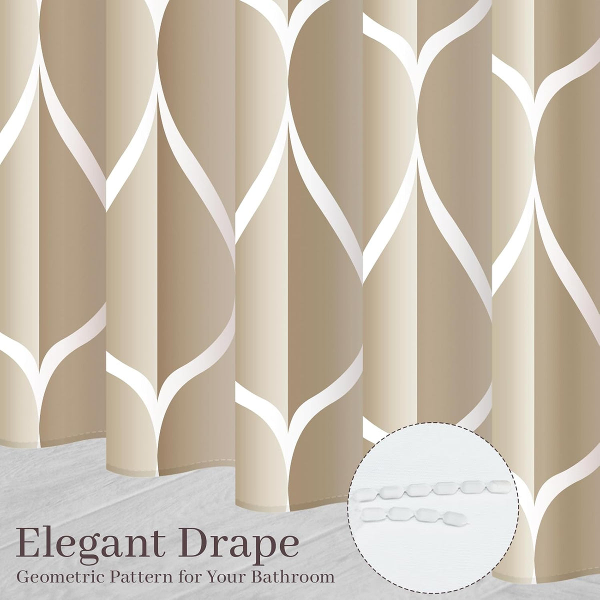 Grey Blend Geometric Shower Curtain for Bathroom, 72x72 Inch