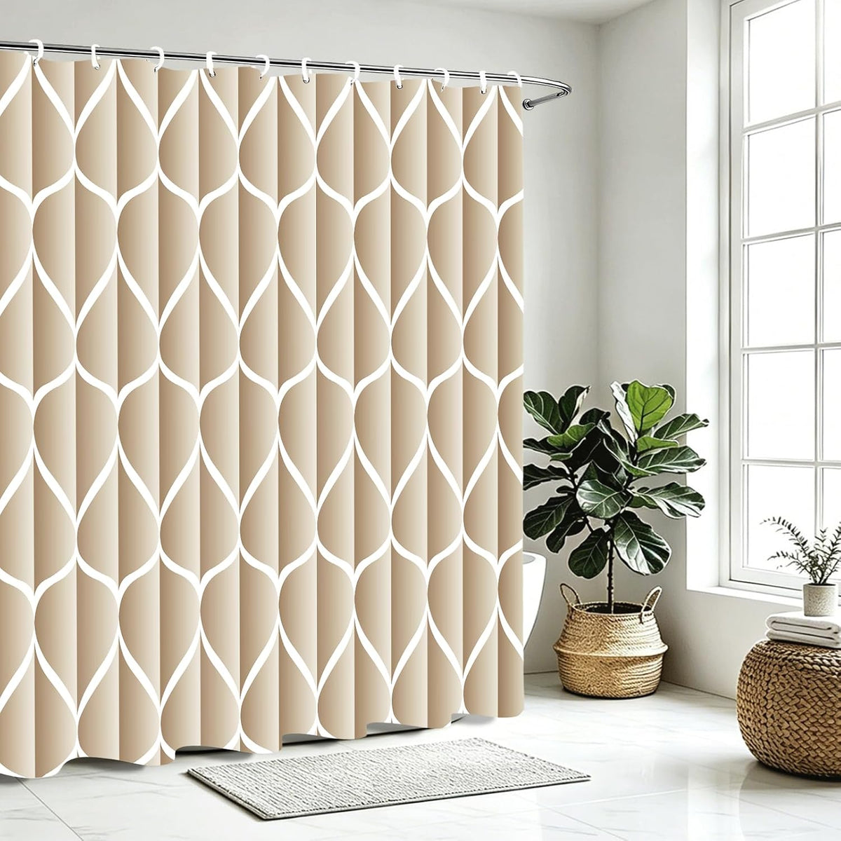 Grey Blend Geometric Shower Curtain for Bathroom, 72x72 Inch