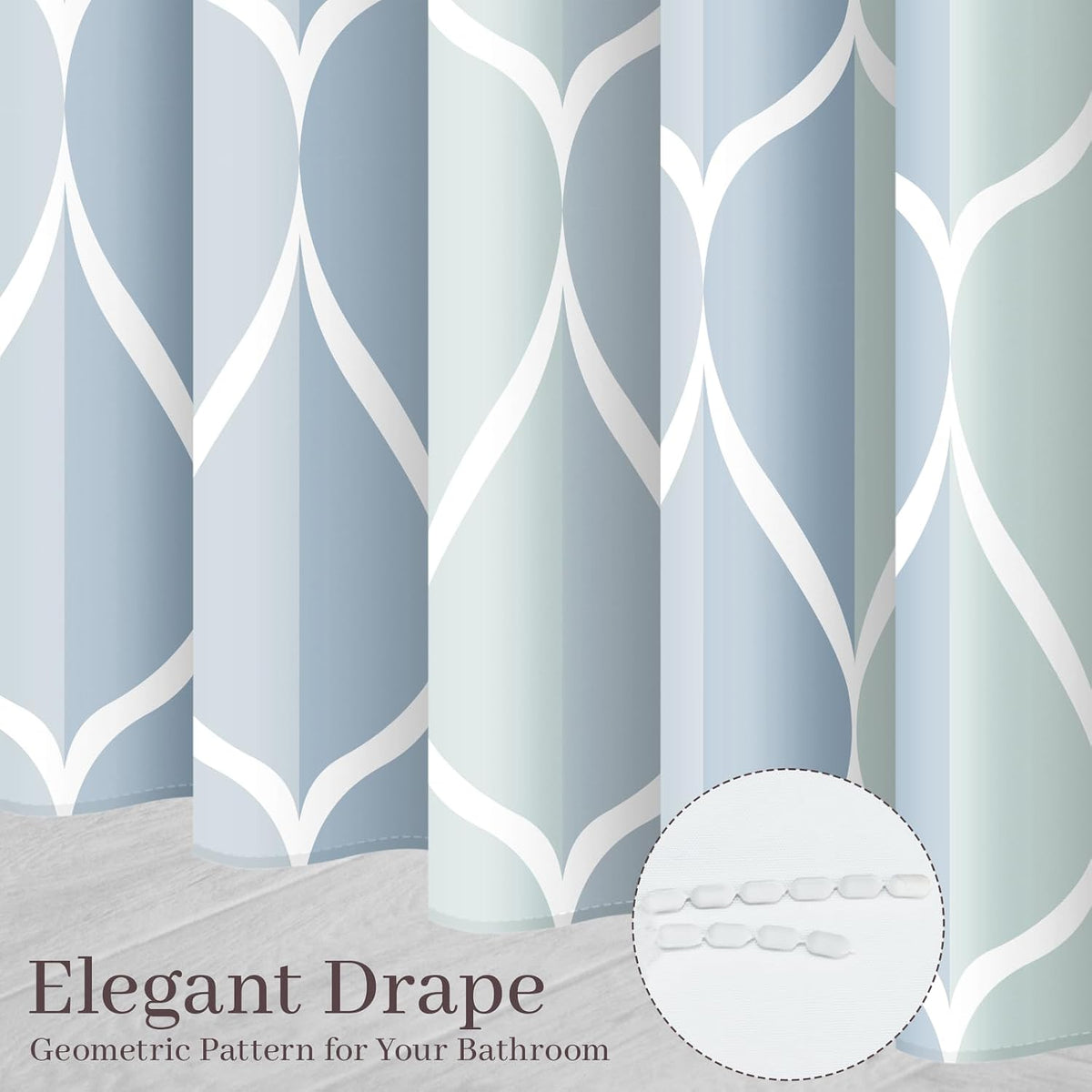 Grey Blend Geometric Shower Curtain for Bathroom, 72x72 Inch